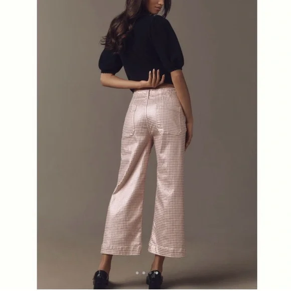 Maeve by Anthropologie The Colette Pink and White Metallic Polka Dot Pants - Picture 2 of 14